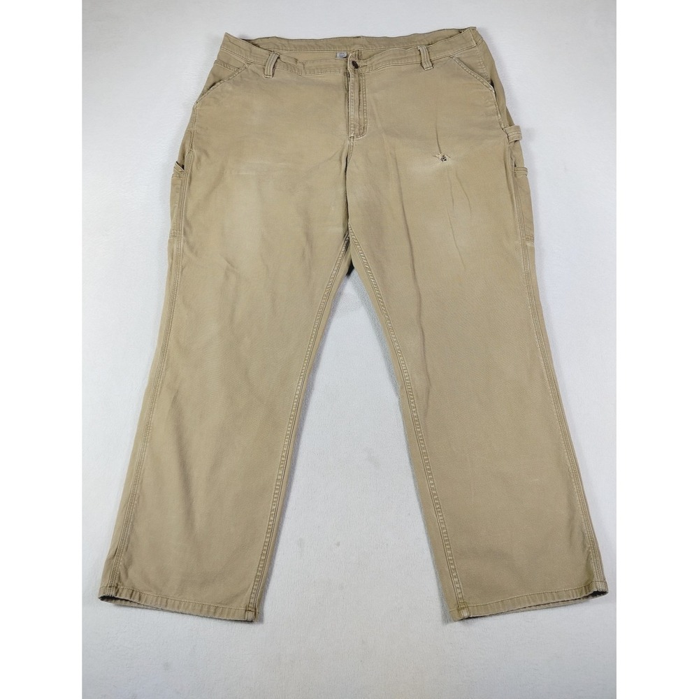 Carhartt Pants Womens 26W Regular Beige Thrashed‎ Carpenter Distressed Workwear